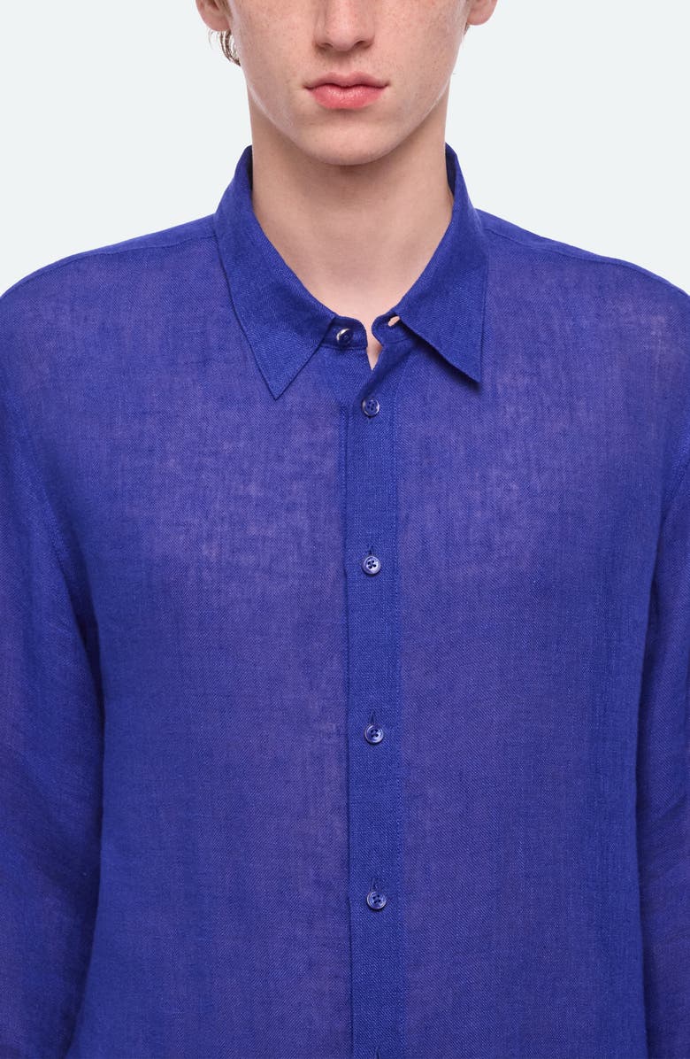 Helmut Lang Relaxed Fit Linen Gauze Button-Up Shirt, Alternate, color, Cobalt