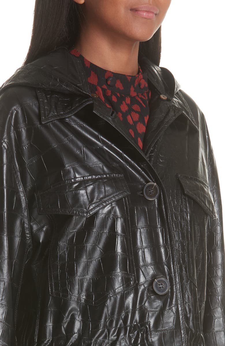 Nanushka Gus Faux Crocodile Trench Coat, Alternate, color,