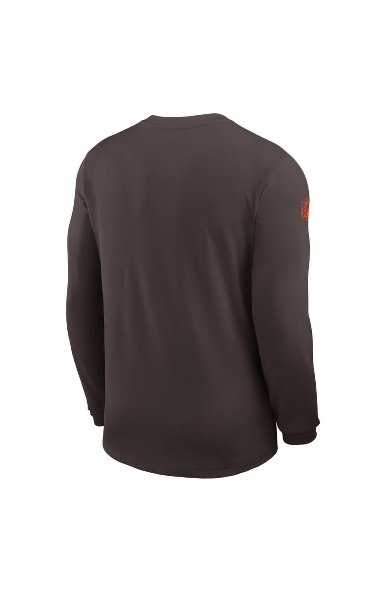Nike Men's Nike Brown Cleveland Browns Sideline Coach UV Performance Long Sleeve T-Shirt, Alternate, color, Brown
