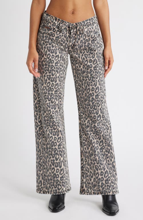 BDG Urban Outfitters Kayla Leopard Wide Leg Jeans in Camel 