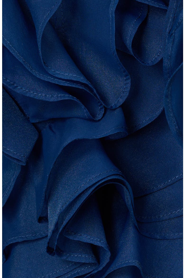Floral Ruffle Organza Ballgown, Alternate, color, NAVY