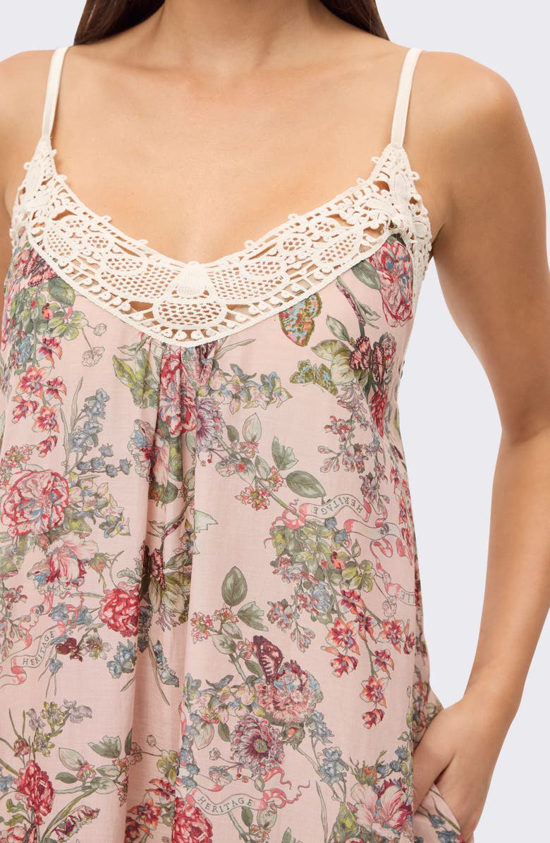 Papinelle Layla Lace Trim Maxi Nightgown, Alternate, color, Pink