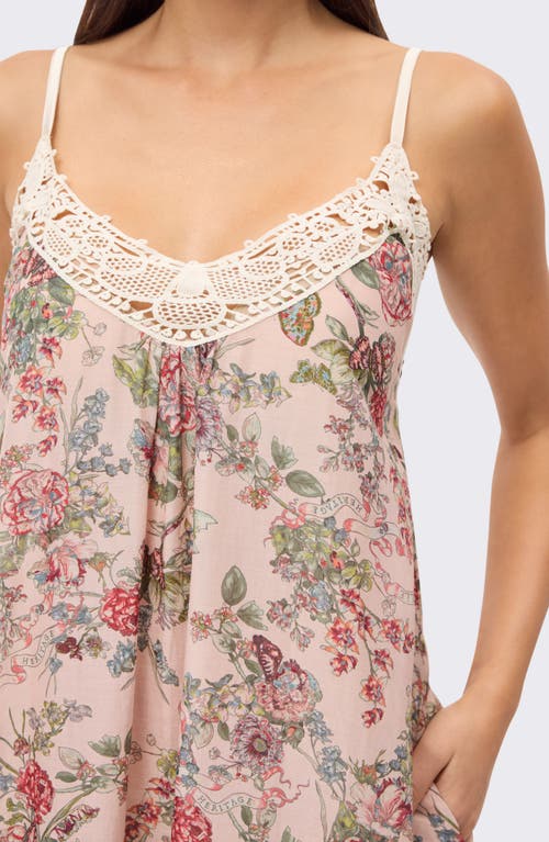 Papinelle Layla Silk Blend Lace Front Maxi Nightie In Pink