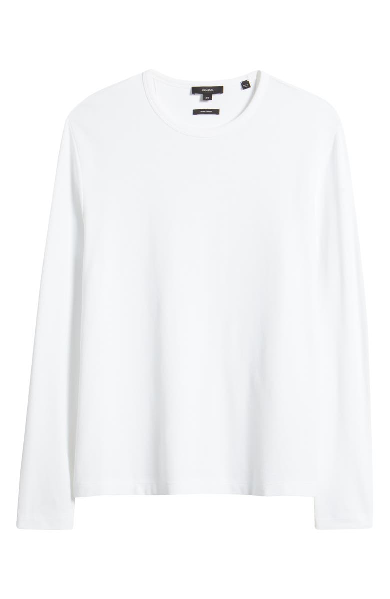 Vince Pima Cotton Piqué Long Sleeve T-Shirt, Alternate, color, Optic White