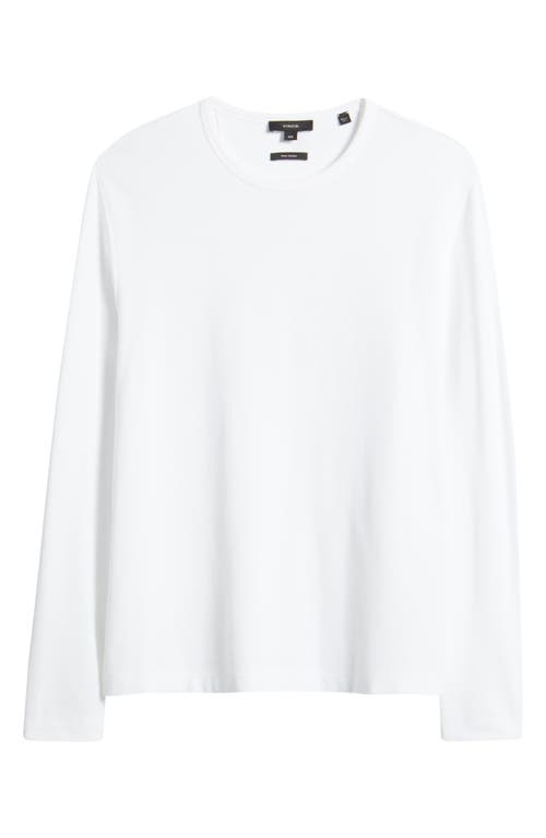 Vince Pima Cotton Piqué Long Sleeve T-shirt In Optic White