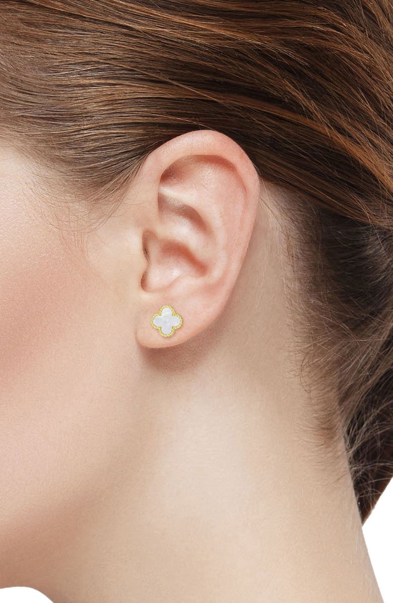 Lily Nily Kids' Mother-of-Pearl Clover Stud Earrings, Alternate, color, Gold