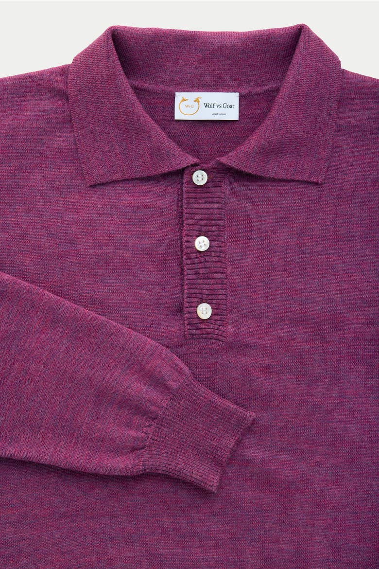 Wool Knitted Long Sleeve Polo, Alternate, color, Purple