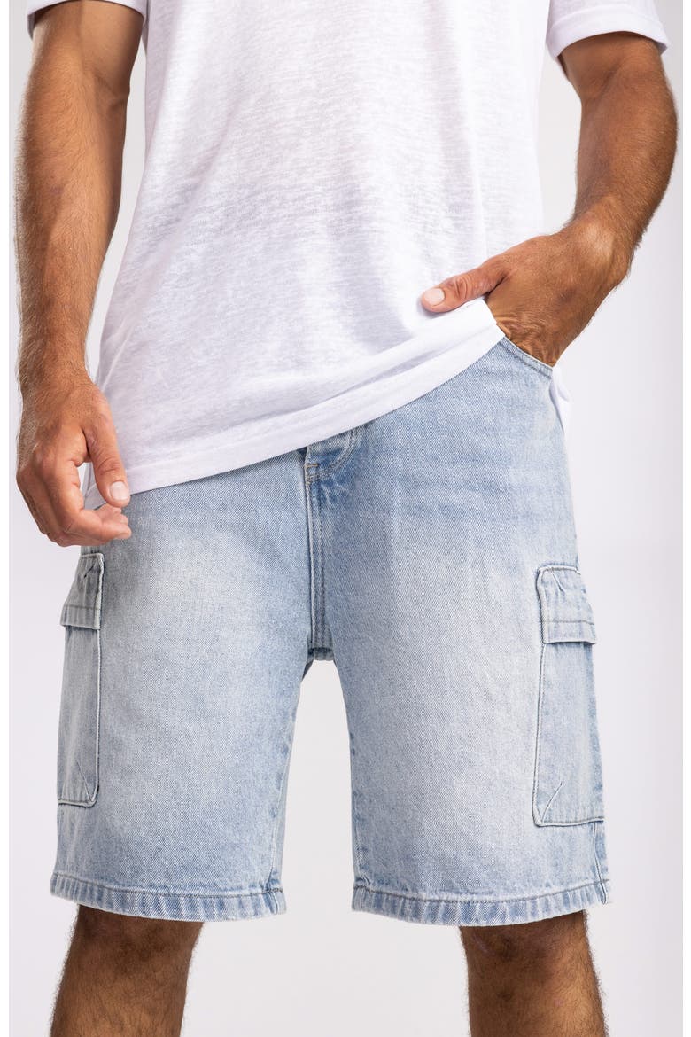 Cargo Jeans Bermuda Shorts, Main, color, Blue
