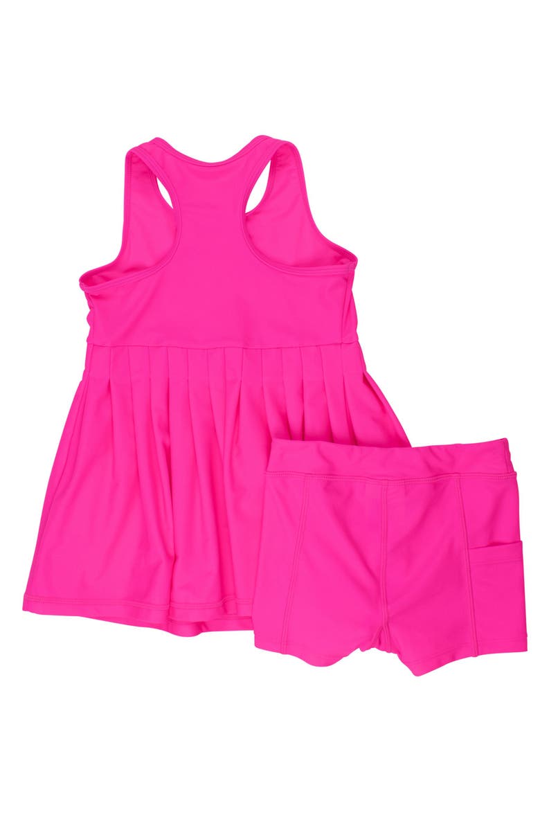 RuffleButts Toddler Girls UPF50+ Active Dress & Bike Short Set, Alternate, color, Neon Magenta