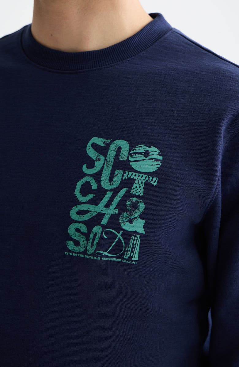 Scotch & Soda Logo Graphic Crewneck Sweatshirt, Alternate, color, Peacoat