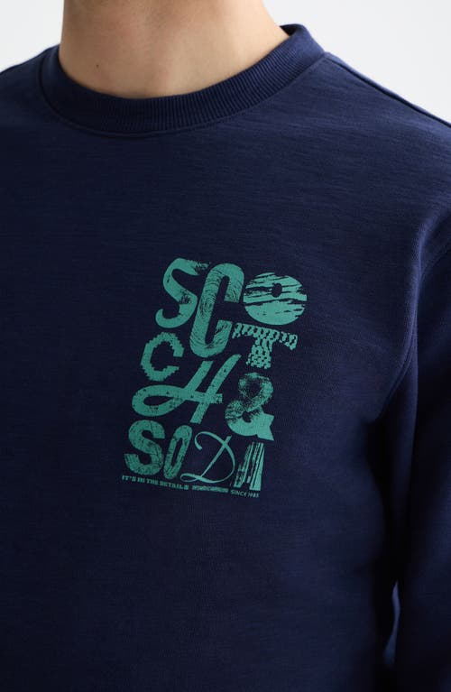 Scotch & Soda Logo Graphic Crewneck Sweatshirt In Blue