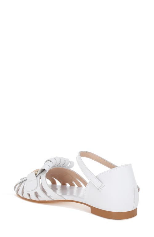 Rag & Co Women's Ramita Horsebit Fringe Flat Sandals White In White