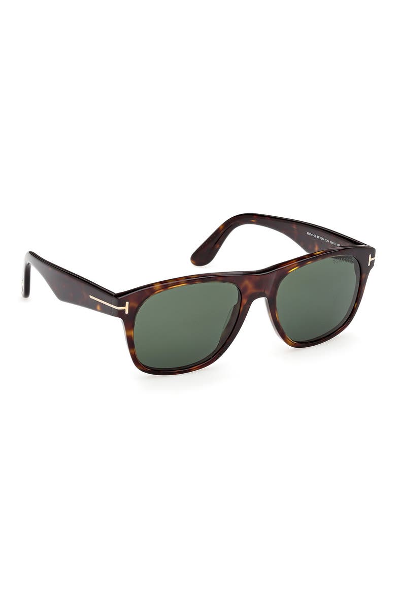 Marlon 55mm Square Sunglasses, Alternate, color, DARK HAVANA/ GREEN LENSES