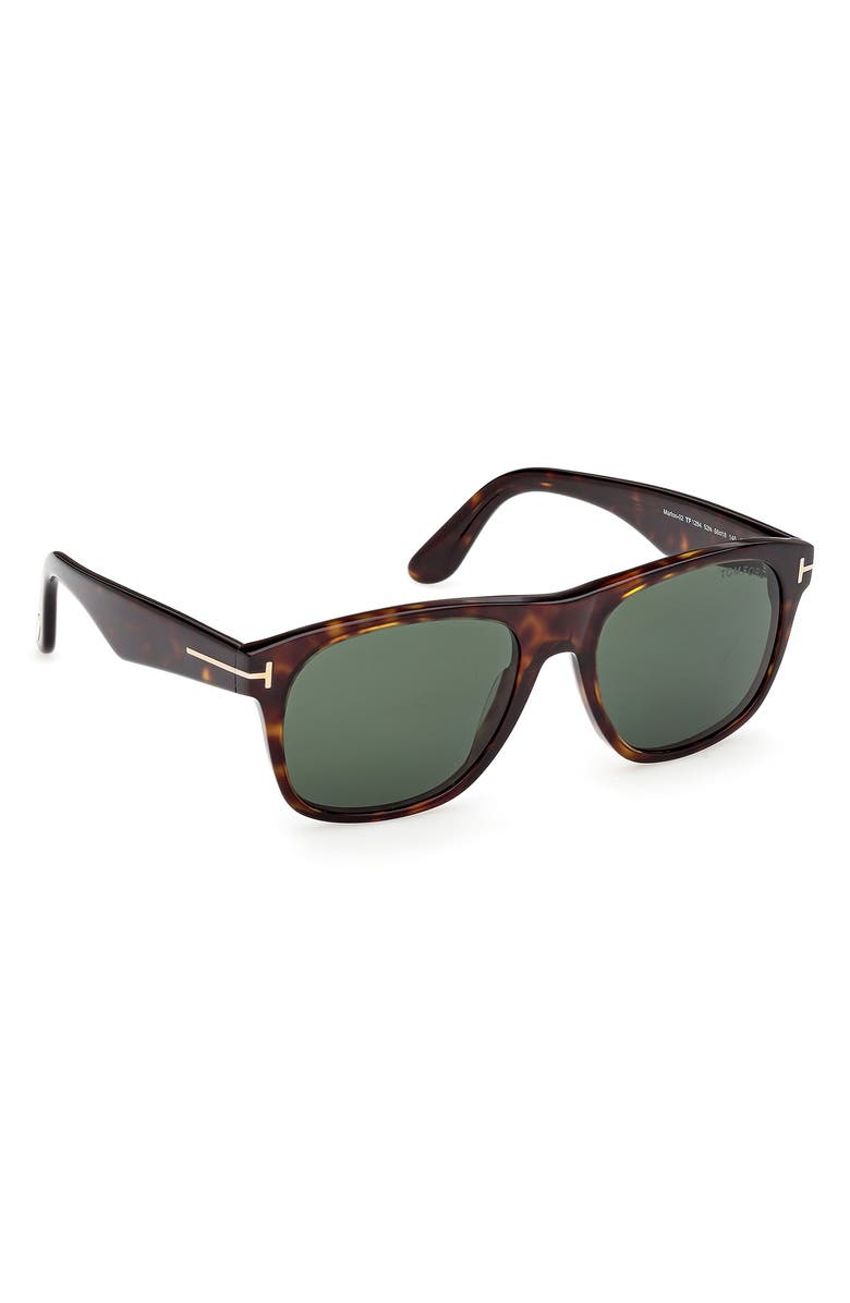 TOM FORD Marlon 55mm Square Sunglasses, Alternate, color, Dark Havana/ Green Lenses