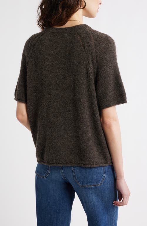 Treasure & Bond Relaxed Short Sleeve Sweater In Brown