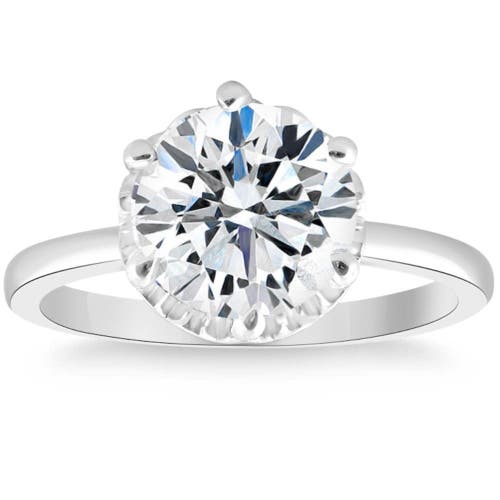 Bliss Diamond 3ct Round Cut Certified Lab Grown Diamond Engagement Ring Or Gold In 10k White Gold