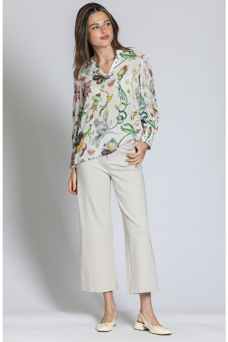 Print Smocked Cuff Top, Alternate, color, WHITE MULTI
