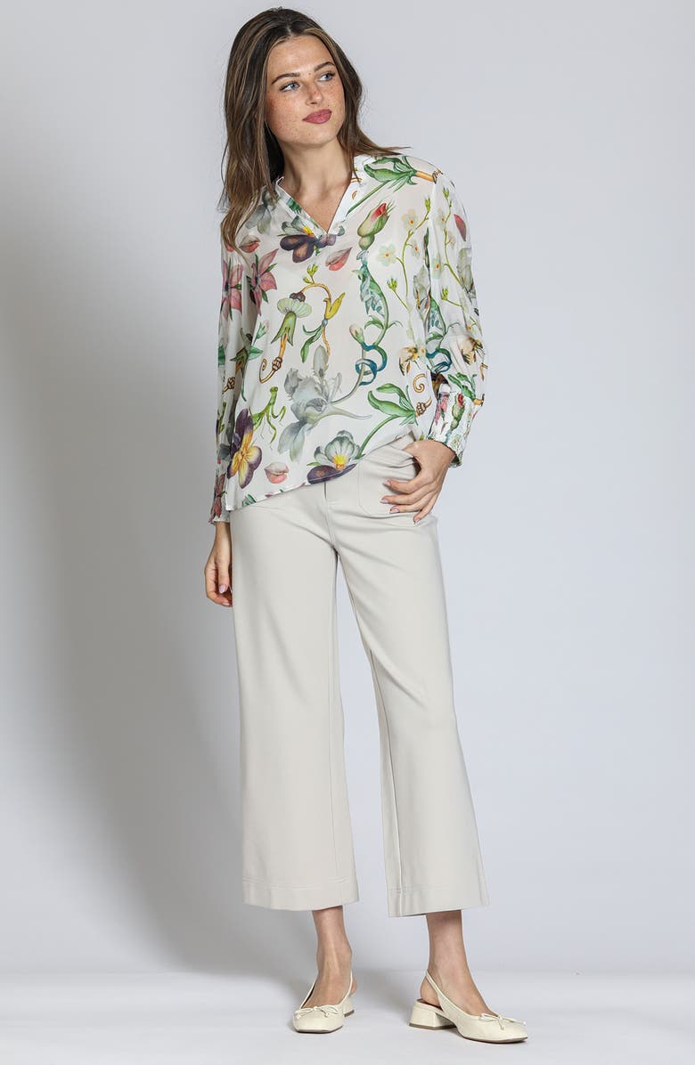 APNY Print Smocked Cuff Top, Alternate, color, White Multi