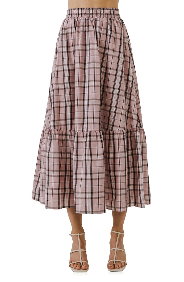English Factory Plaid Maxi Skirt, Alternate, color,