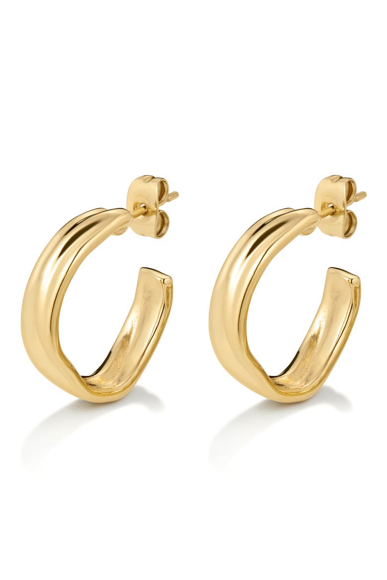 Small Molten Hoop Earrings, Alternate, color, GOLD