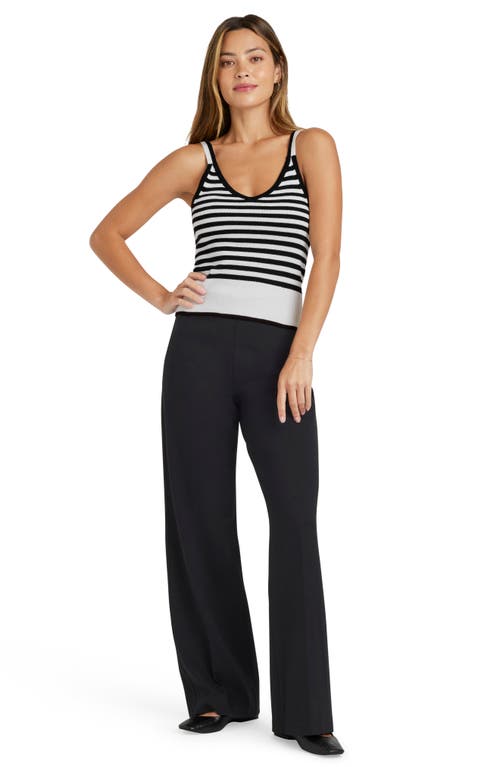 Splendid Santina Stripe Sweater Tank In Black/ice Strp