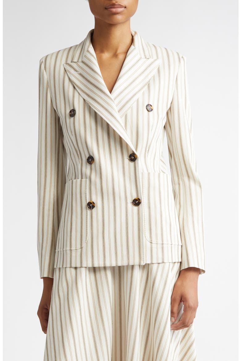 Pensile Stripe Double Breasted Jersey Jacket, Main, color, SAND