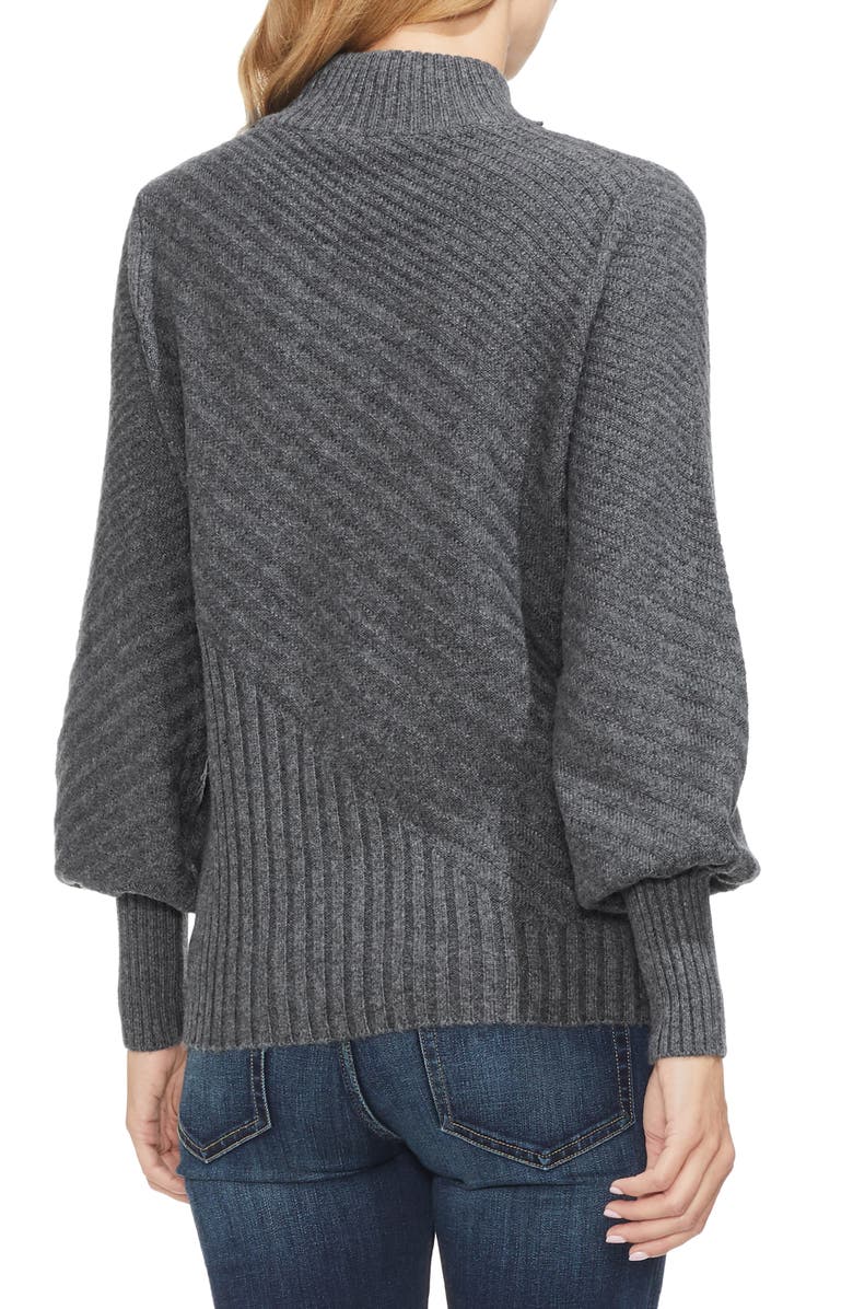 Vince Camuto Mix Cable Balloon Sleeve Cotton Blend Sweater, Alternate, color, 