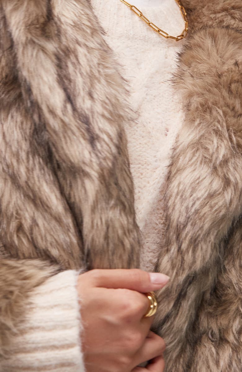 Topshop Faux Fur Longline Coat, Alternate, color, 
