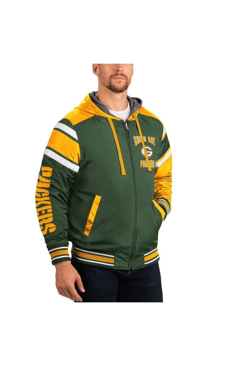 G-III SPORTS BY CARL BANKS Men's G-III Sports by Carl Banks Green/Gray Green Bay Packers Extreme Full Back Reversible Hoodie Full-Zip Jacket, Alternate, color, Green