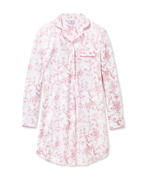 Pima Cotton Maternity Nightshirt in Pink Timeless Toile