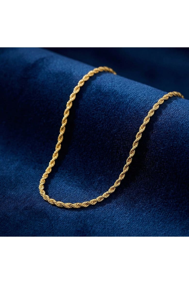 14k Gold Filled Unisex 2.10 millimeter Rope Chain Necklace, Alternate, color, 14k Yellow Gold
