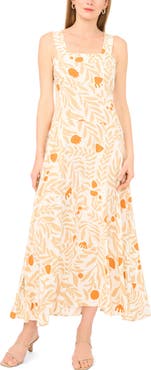 Vince Camuto Botanical Print Smock Back Maxi Dress