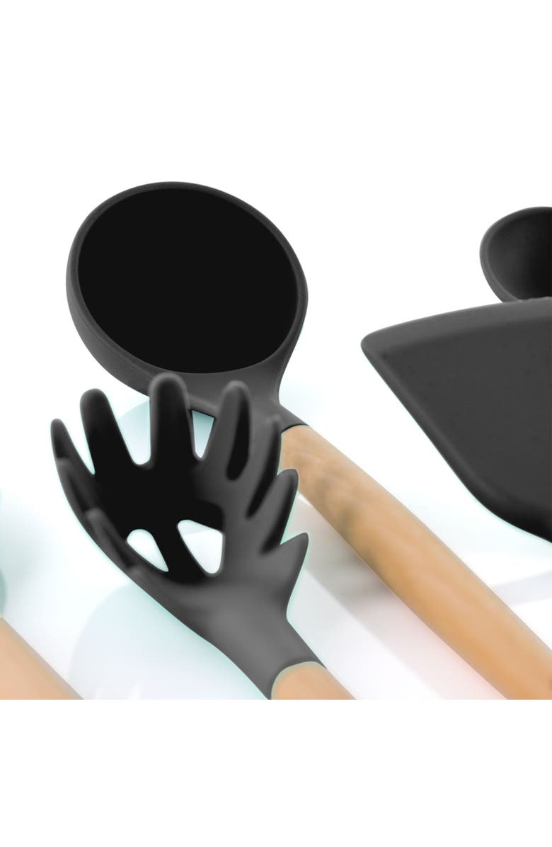 Megachef Silicone and Wood Cooking Utensils, Set of 9, Alternate, color, Gray