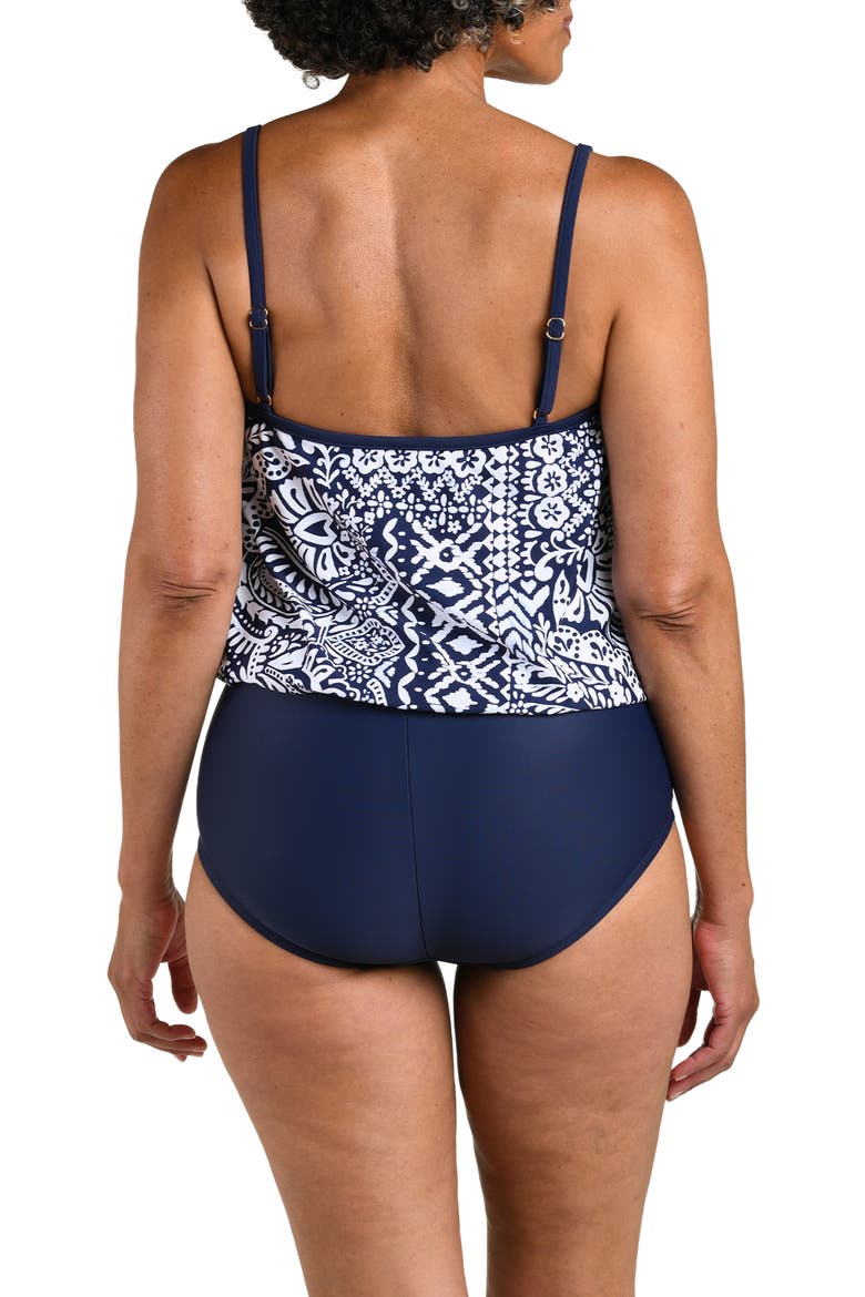 Bohemia Blouson Full Coverage One-Piece Swimsuit, Alternate, color, INDIGO