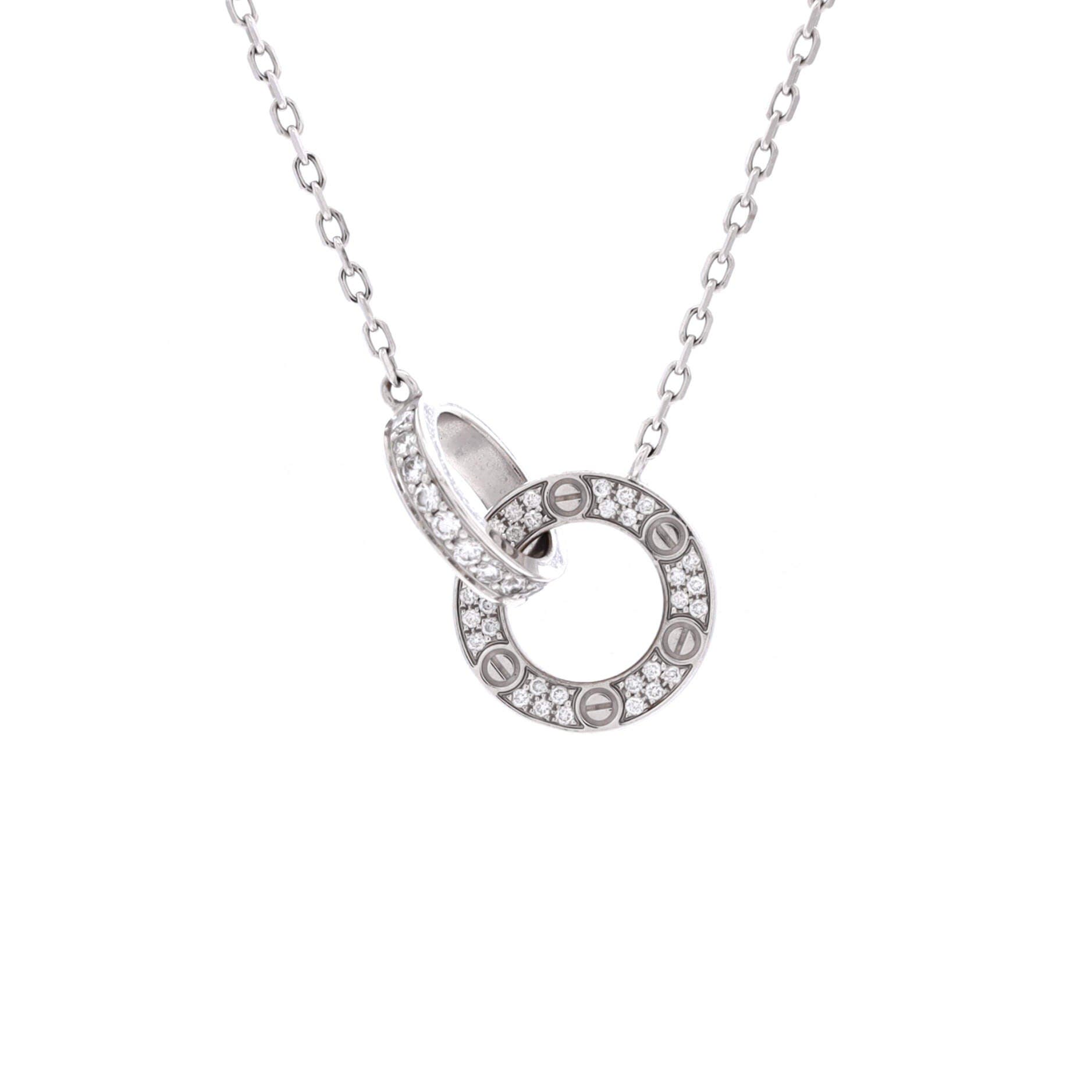 Love Interlocking Pave Necklace 18K White Gold and Diamonds, Main, color, Metallic Gold