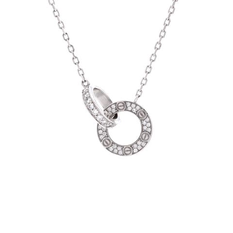 Love Interlocking Pave Necklace 18K White Gold and Diamonds