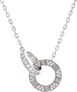 Pre-Owned Cartier Love Interlocking Pave Necklace 18K White Gold and Diamonds