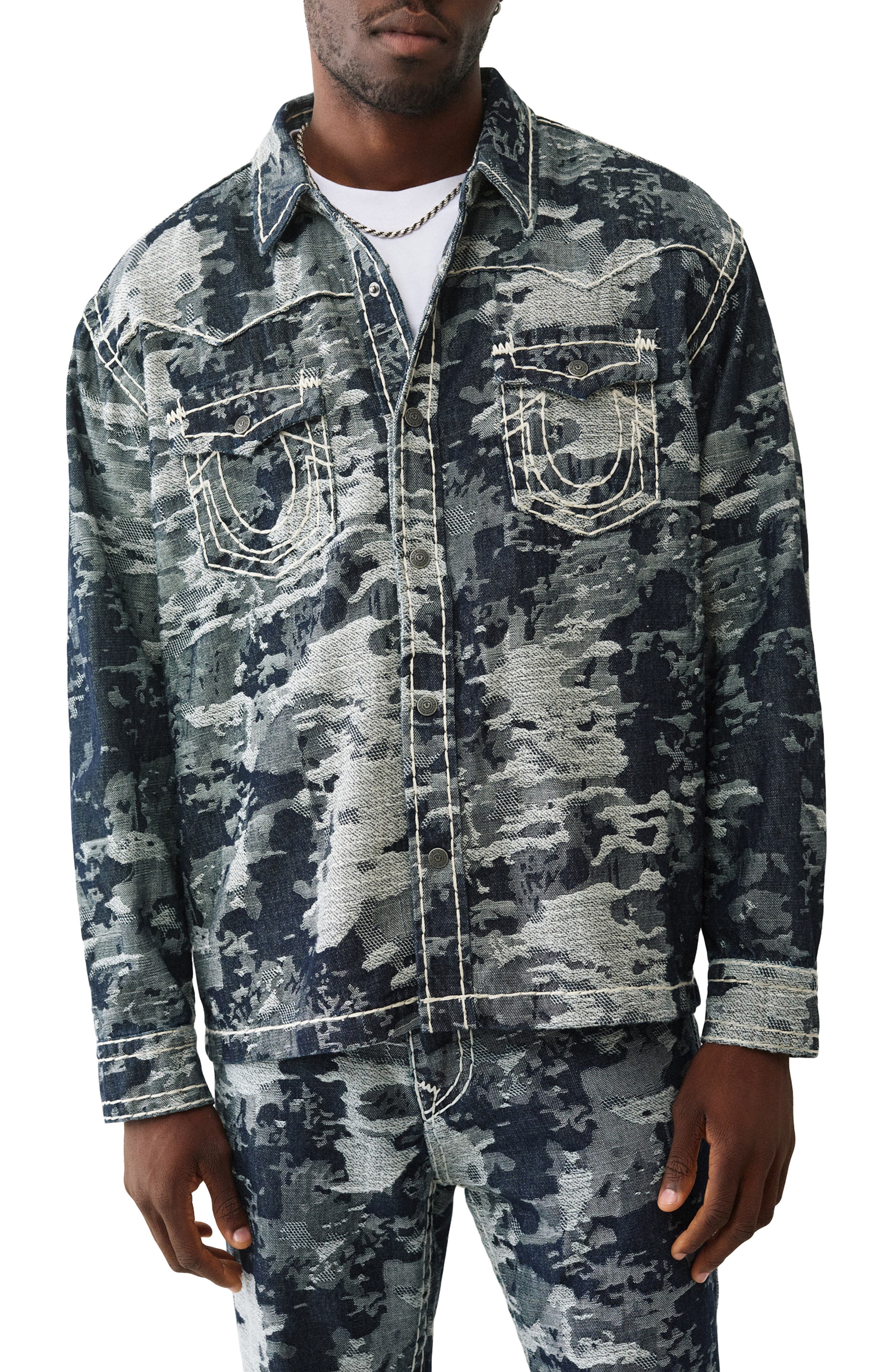 True Religion Men's Jacquard Super T Western Shirt In Blue