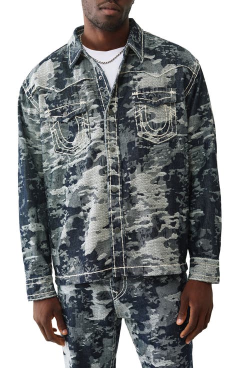 Jacquard Cotton Button-Up Shirt