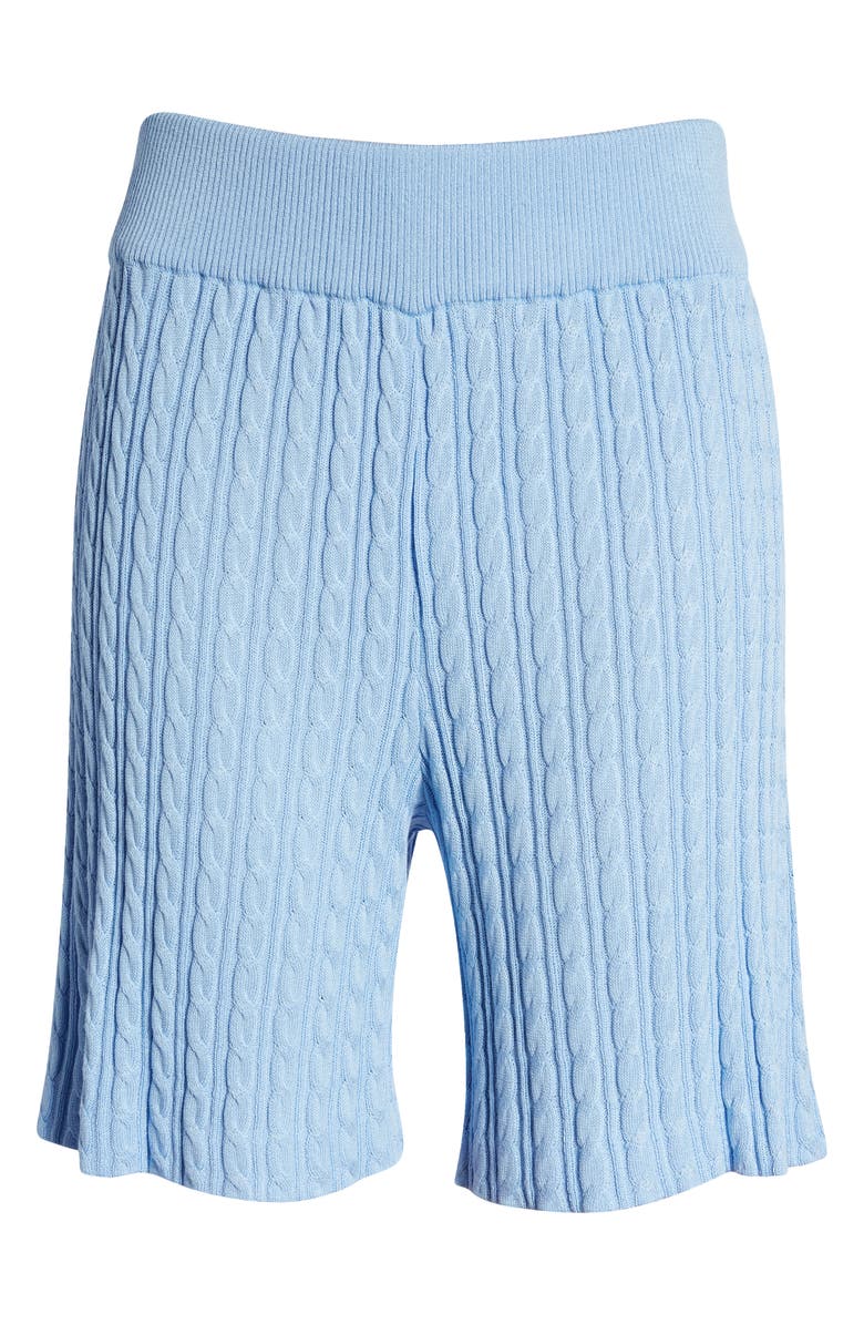 Misook Cable Knit Shorts, Alternate, color, Cirrus Blue