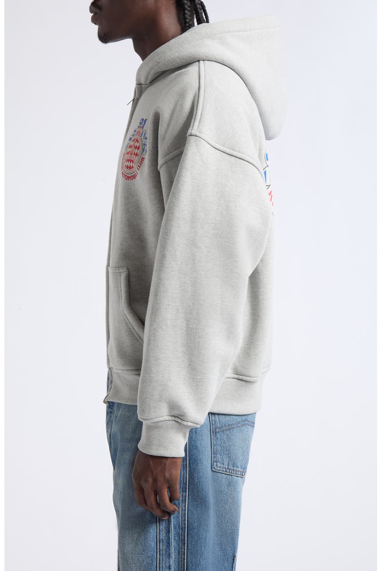 Automobile Club Zip Cotton Blend Fleece Hoodie, Alternate, color, HEATHER GREY/ RED/ WHITE/ BLUE