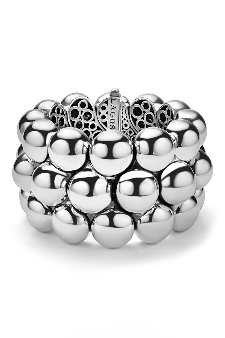 Caviar Bubbly Bead Statement Bracelet, Main, color, STERLING SILVER