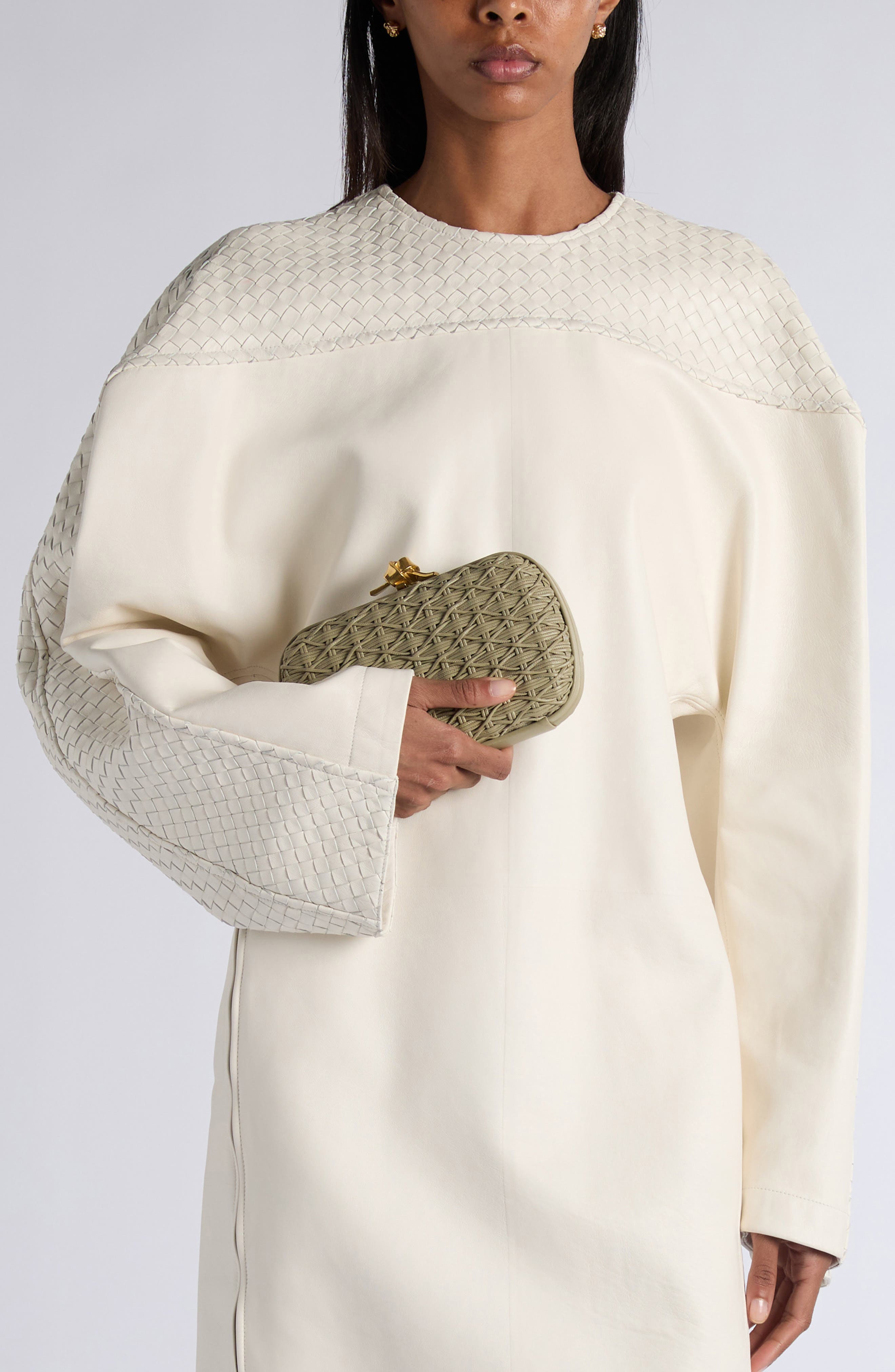 Knot Intreccio Wicker Effect Leather Minaudière, Alternate, color, 2998 TRAVERTINE-BRASS VIBRATO