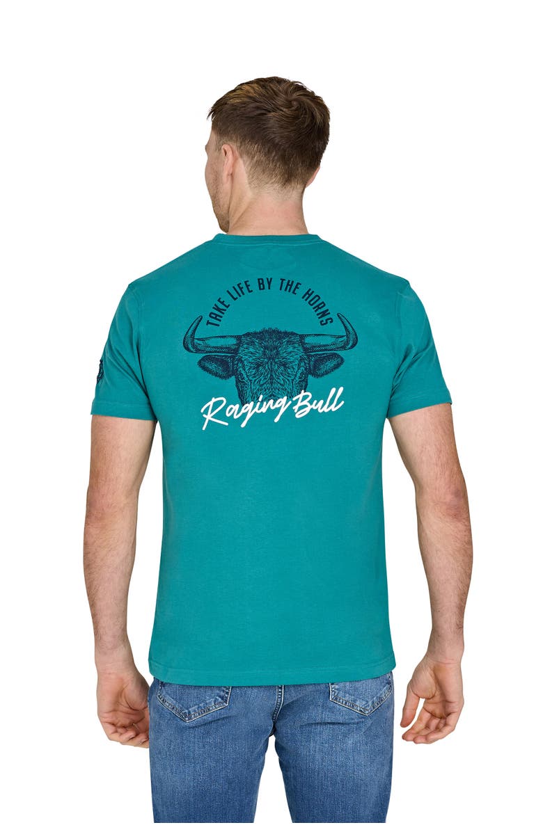 Raging Bull YFC Bull Horns Back Print T-Shirt, Alternate, color, Teal