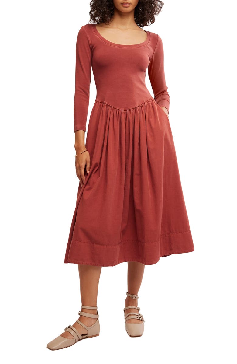 Free People Aelia Long Sleeve Maxi Dress, Main, color, Mahogany