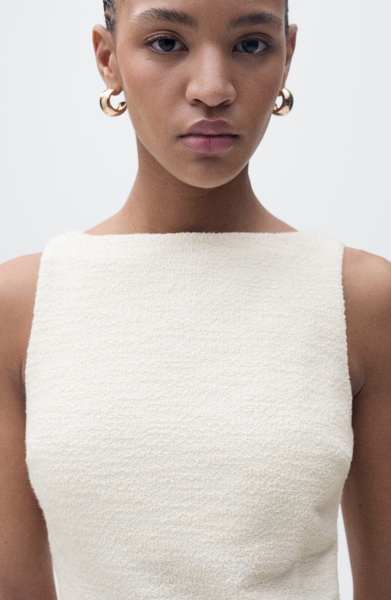 MANGO Tweed Sheath Dress, Alternate, color, Ecru