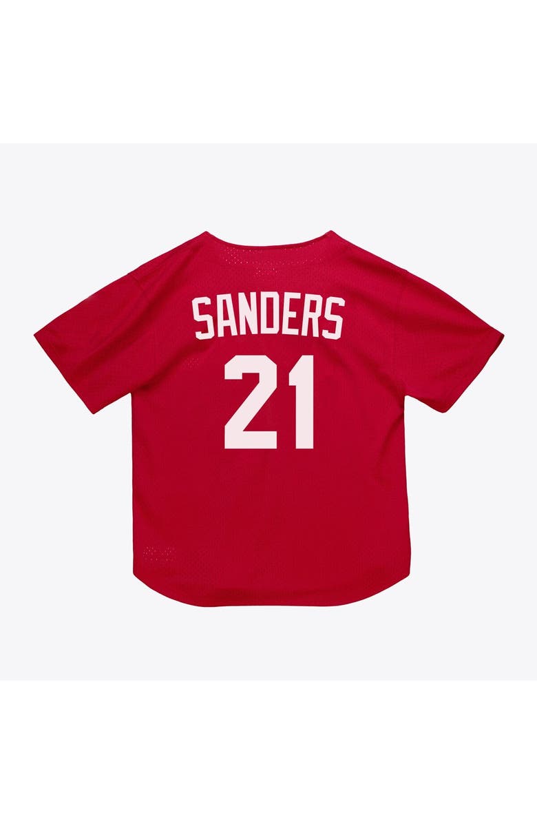 Mitchell & Ness Men's Mitchell & Ness Deion Sanders Red Cincinnati Reds Cooperstown Mesh Batting Practice Button-Up Jersey, Alternate, color, Red
