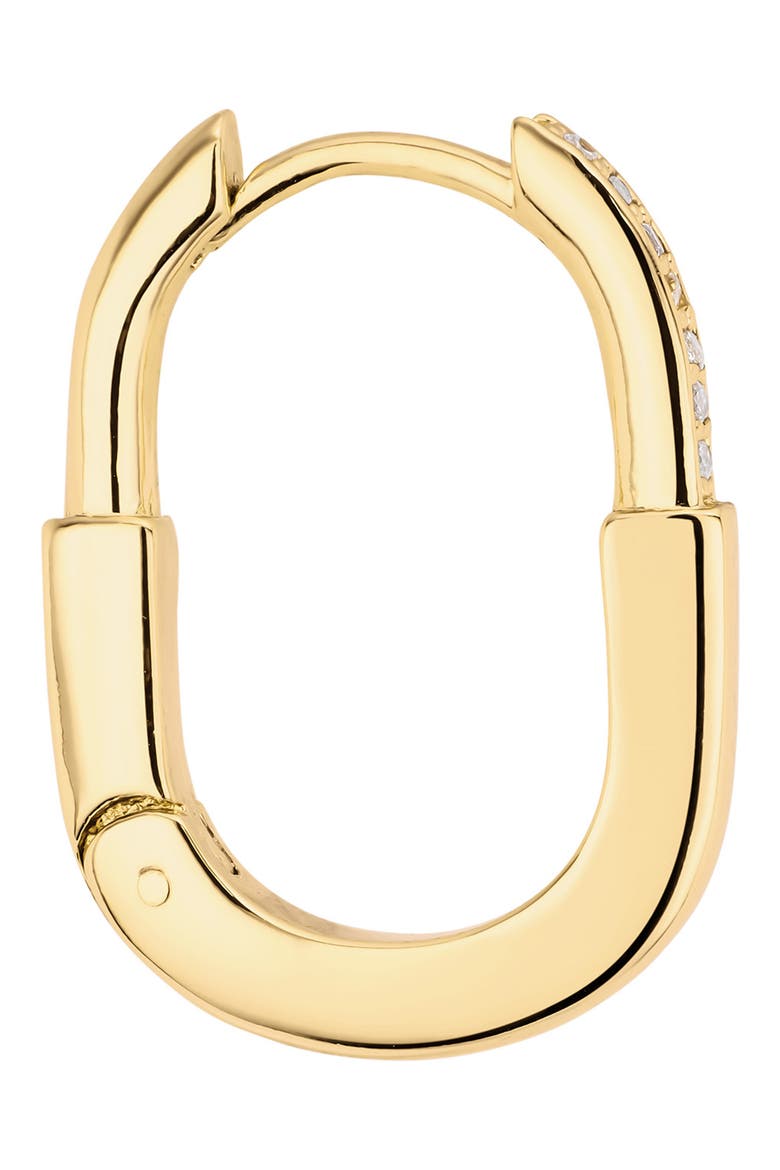 Modern Muse CZ Oval Hoop Earrings, Alternate, color, GOLD
