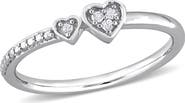 DELMAR Sterling Silver Diamond Double Heart Ring - 0.04 ctw.