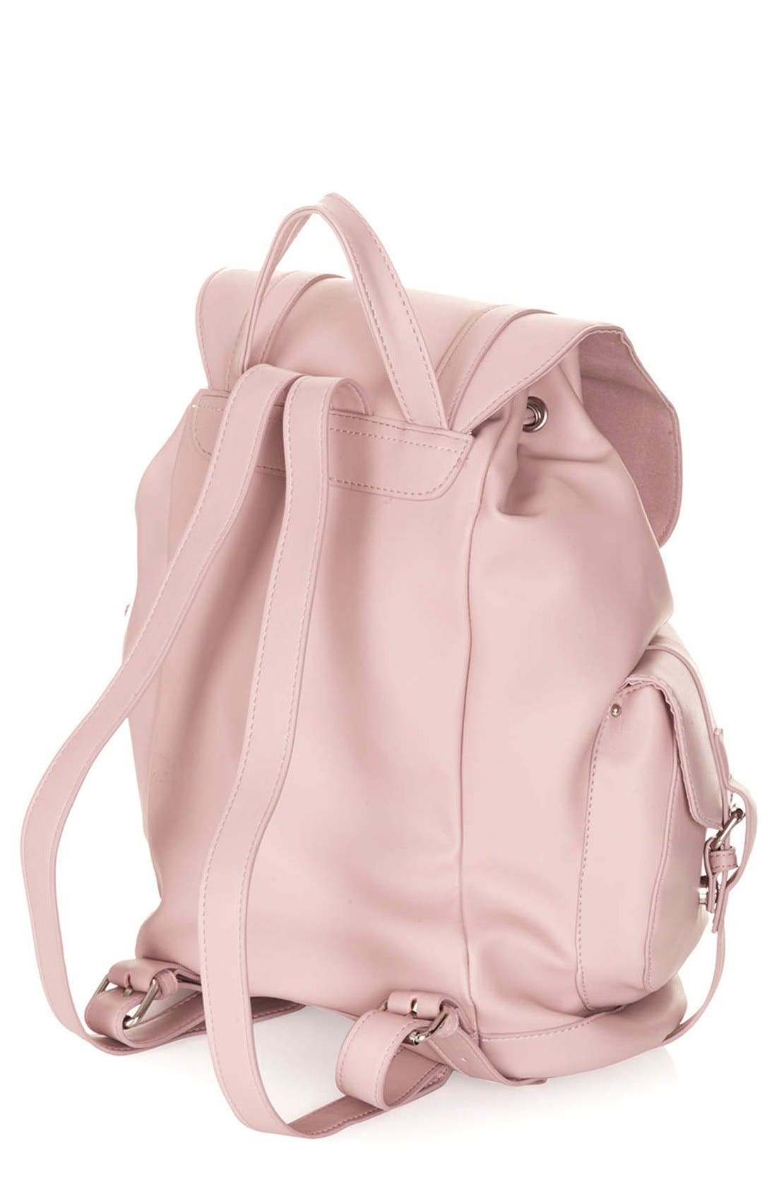 Faux Leather Backpack, Alternate, color, PINK